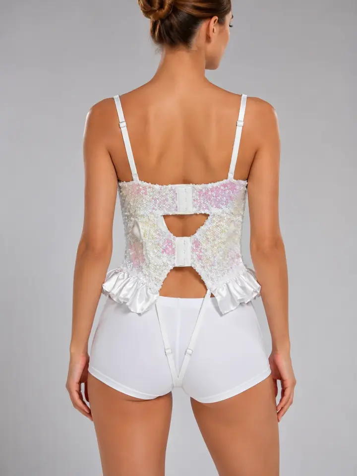 Beyaz Cuplu Tangalı Body